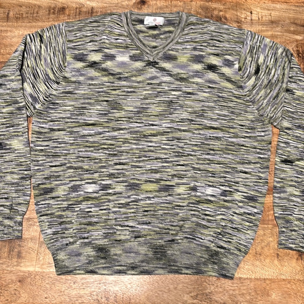 Bobby Chan Sweater Mens XL  Silk Blend V Neck Lightweight Resort Golf (10)